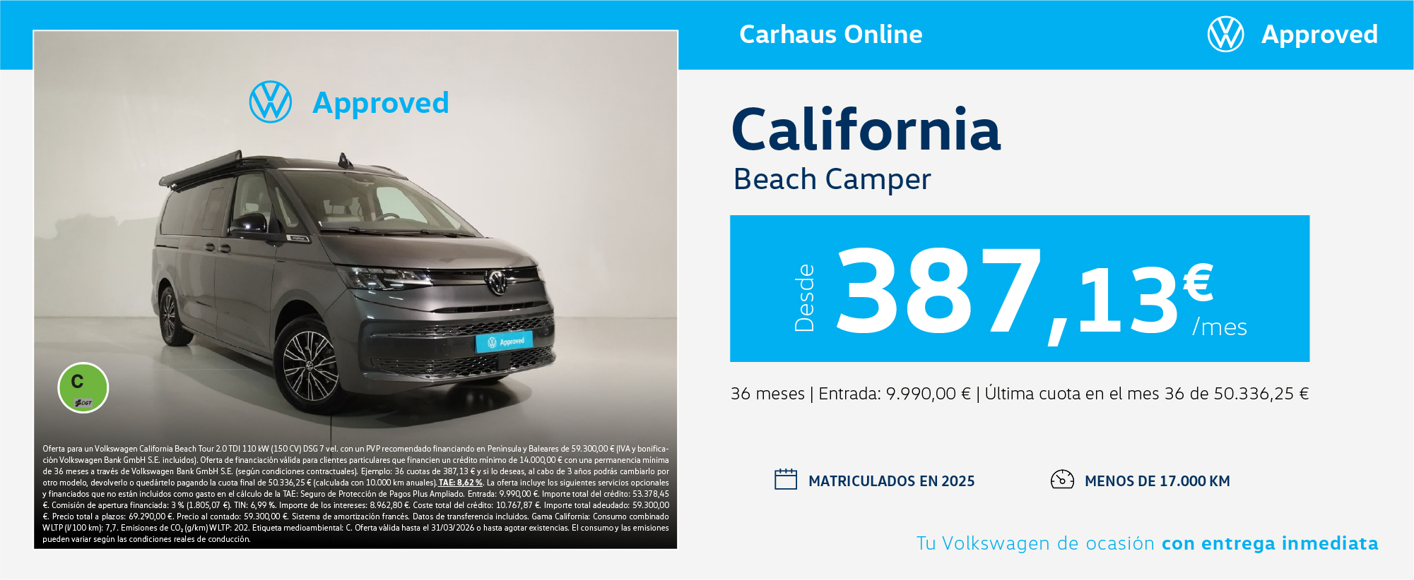Lista para todo. California Beach Camper desde 387,13€/mes*